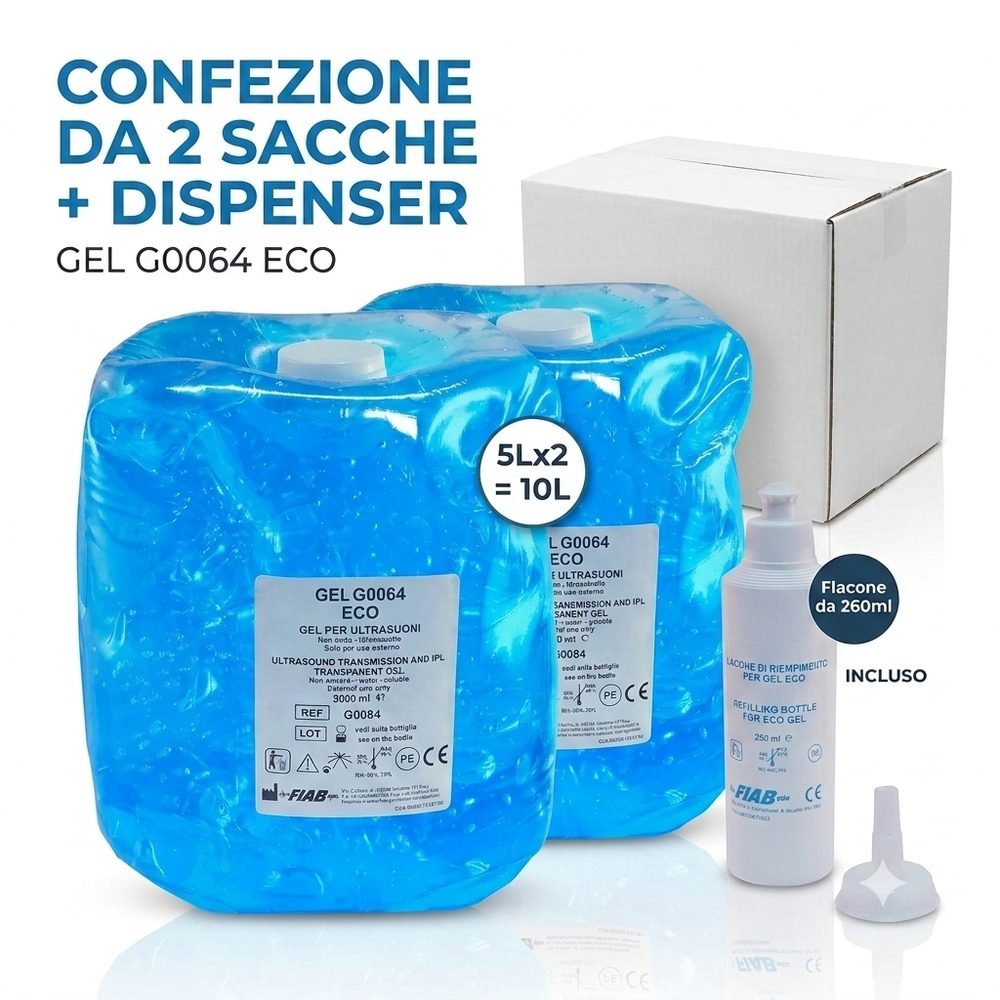 Gel per ultrasuoni FIAB G0064 blu, sacca da 5 kg per fisioterapia strumentale e ultrasuonoterapia
